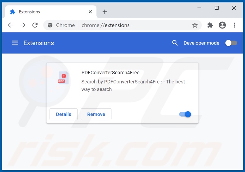 Suppression des extensions Google Chrome liées à pdfconvertersearch4free.com