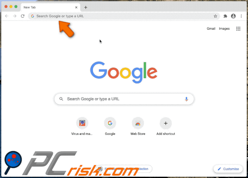 Pirate de navigateur searchnets.xyz sur un ordinateur Mac (GIF)
