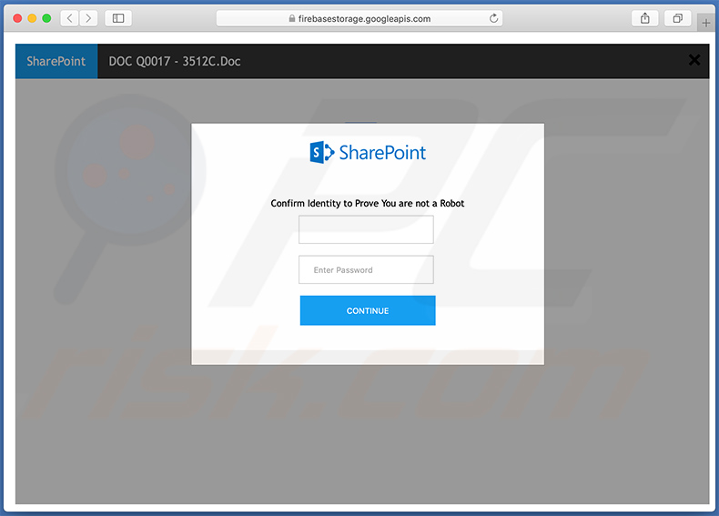 Faux site de connexion SharePoint utilisé à des fins de phishing