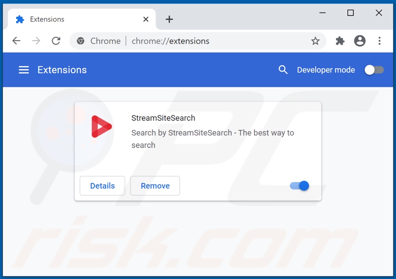 Suppression des extensions Google Chrome associées à streamssitesearch.com