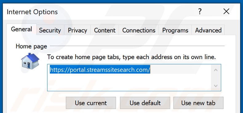Suppression de streamssitesearch.com de la page d'accueil d'Internet Explorer