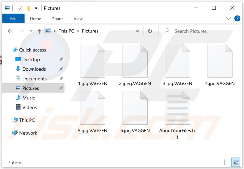 Fichiers cryptés par le ransomware VAGGEN (extension .VAGGEN)