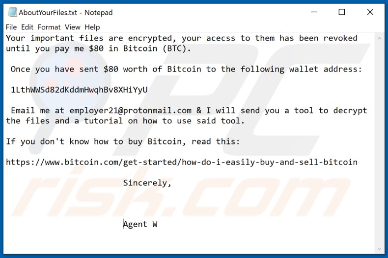 Fichier texte du ransomware VAGGEN (AboutYourFiles.txt)