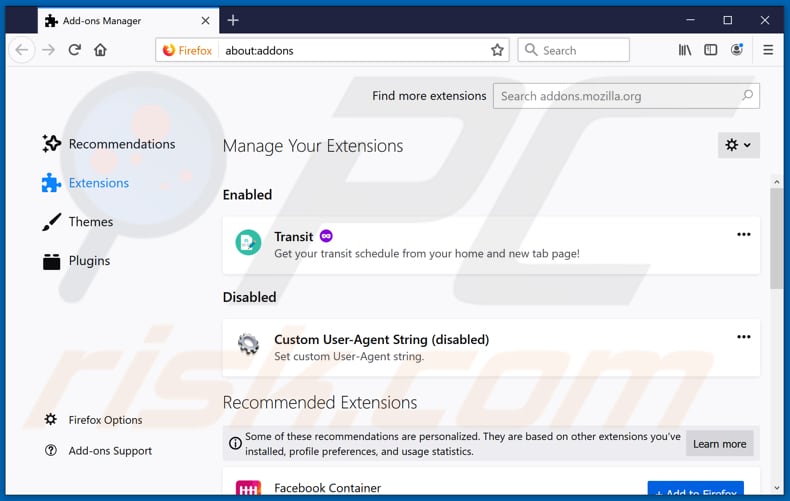 Supprimer les extensions liées à tailsearch.com dans Mozilla Firefox