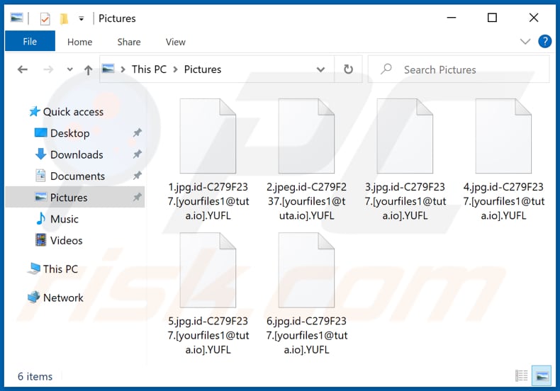 Fichiers cryptés par le ransomware YUFL (extension .YUFL)