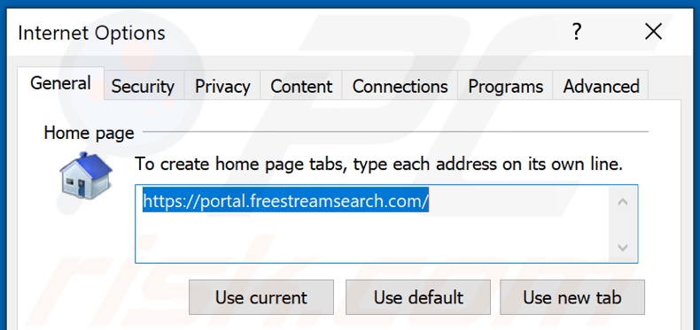 Suppression de freestreamsearch.com de la page d'accueil d'Internet Explorer