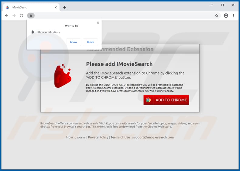 promoteur de pirate de navigateur imoviesearch chrome 2