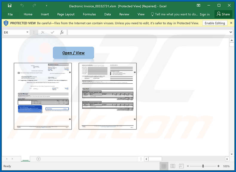 Un document malveillant MS Excel utilisé pour propager le malware Dridex