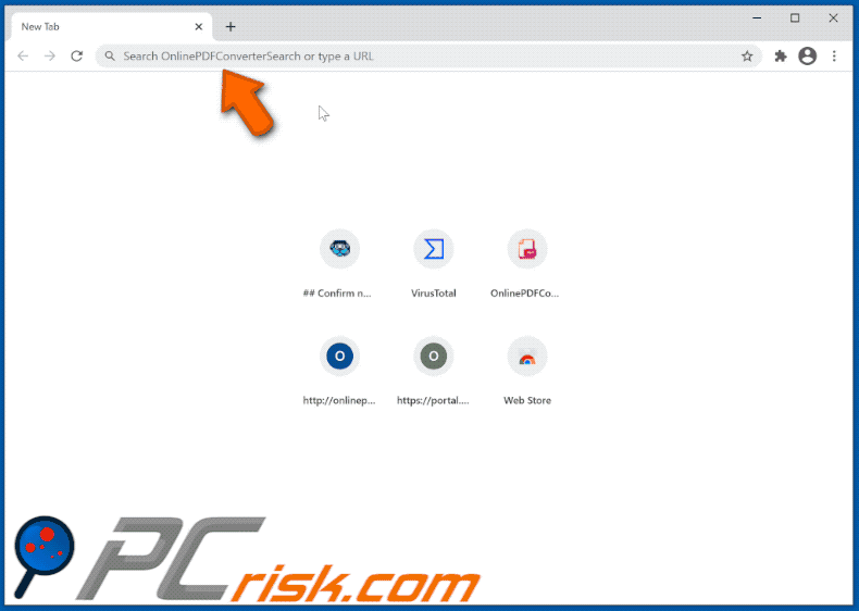 OnlinePDFConverterSearch apparence de pirate de navigateur GIF