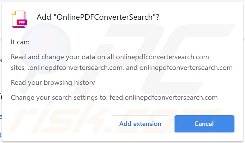 OnlinePDFConverterSearch pirate de navigateur demandant des autorisations