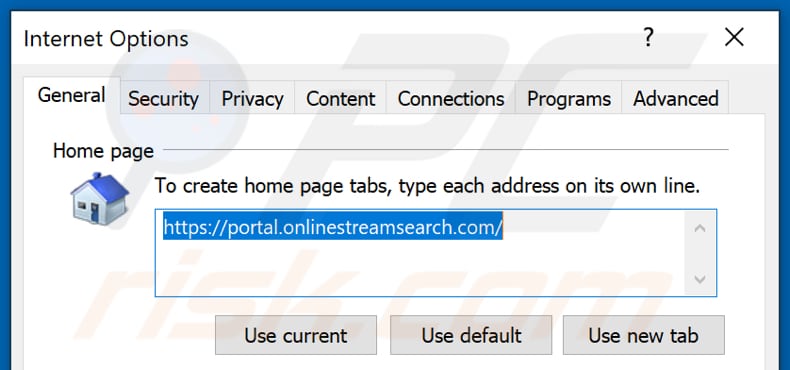 Suppression de onlinestreamsearch.com de la page d'accueil d'Internet Explorer