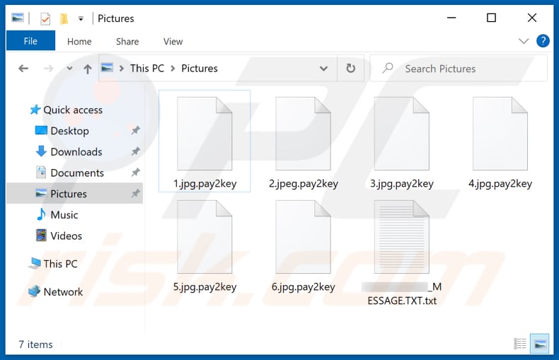 Fichiers cryptés par le ransomware Pay2Key (extension .pay2key)