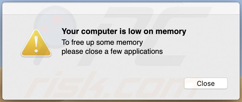 Votre ordinateur manque de mémoire dans une fausse fenêtre contextuelle fournie par un programme d'installation malveillant faisant la promotion de searchmarquis.com