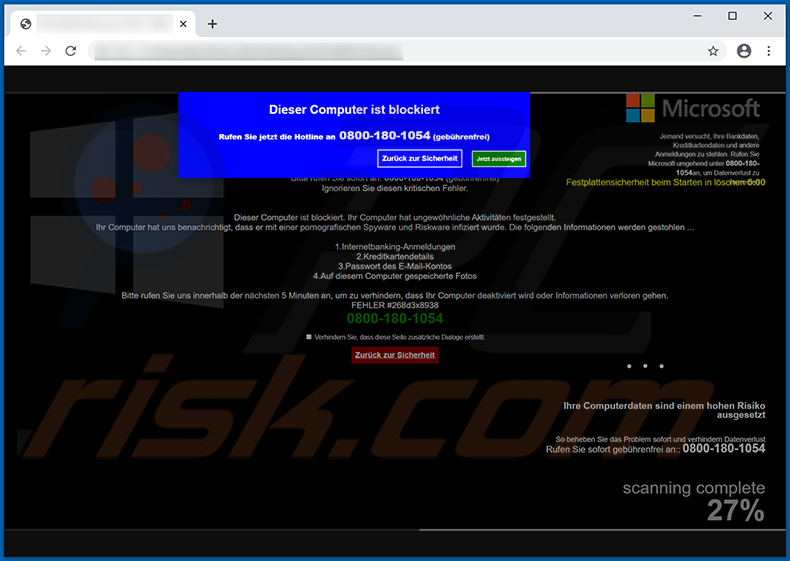 Variante allemande de l'arnaque pop-up This Computer Is Blocked