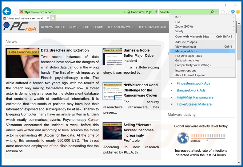 Suppression des publicités WikiNow d'Internet Explorer Étape 1