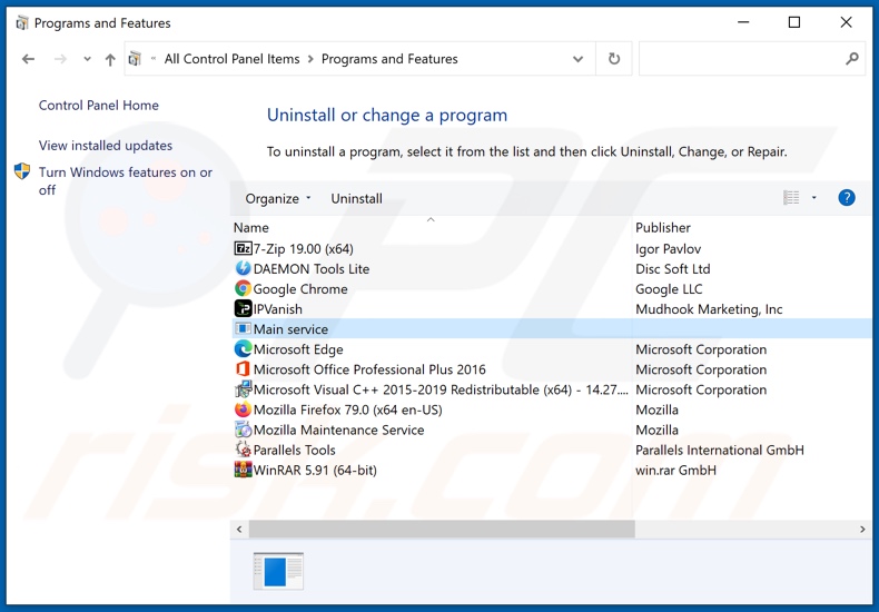 Désinstallation du logiciel publicitaire Adrozek via le panneau de configuration