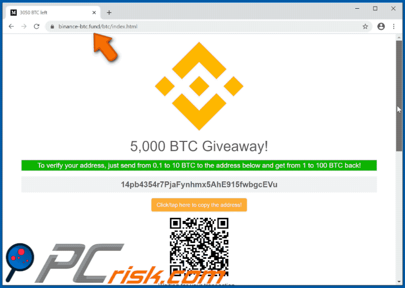 site Web binance-btc.fund faisant la promotion de l'arnaque Bitcoin