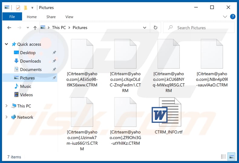 Fichiers cryptés par le ransomware CTRM (extension .CTRM)