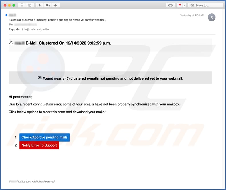 E-Mail Clustered email scam email spam campagne