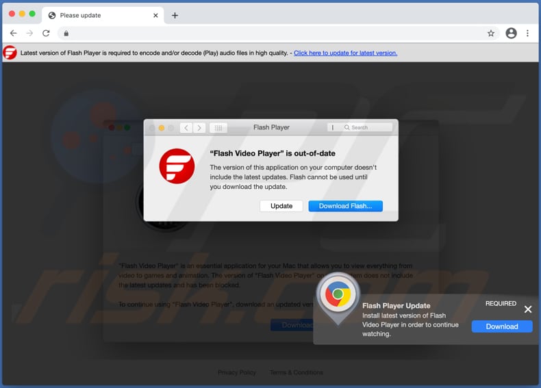 Site Web douteux utilisé pour promouvoir l'adware FlashPVideo