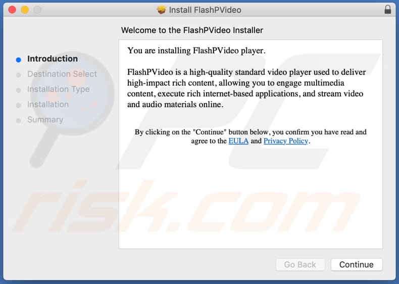 Programme d'installation trompeur utilisé pour promouvoir l'adware FlashPVideo