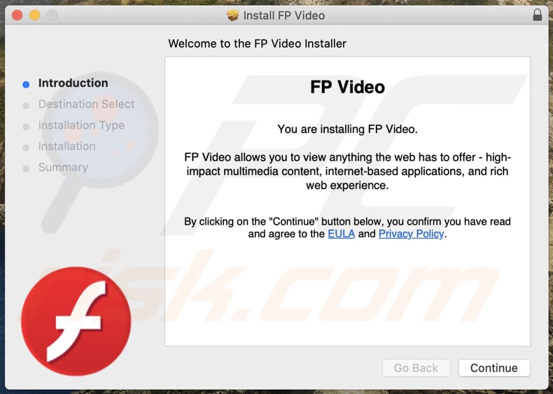 Programme d'installation trompeur utilisé pour promouvoir l'adware FPVideo