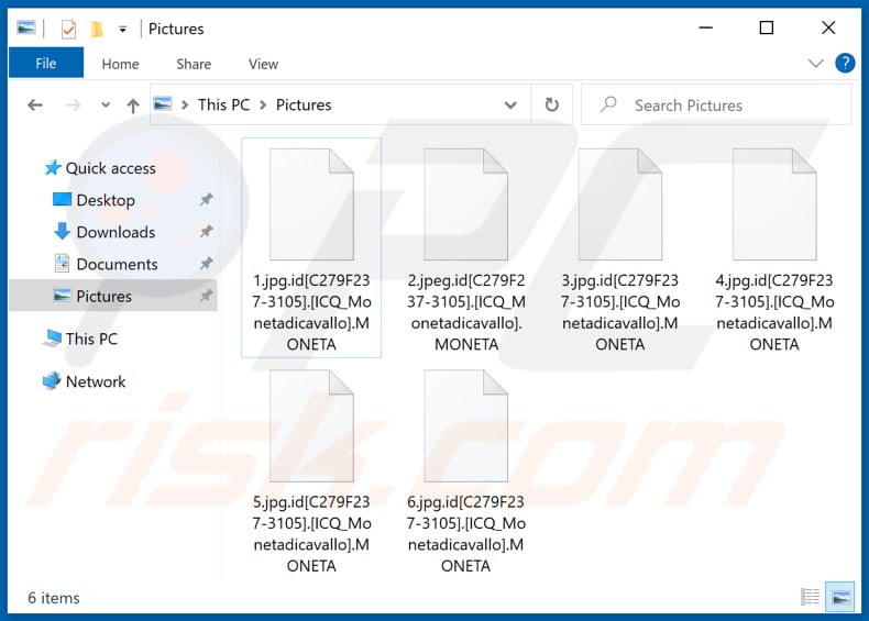 Fichiers cryptés par le ransomware MONETA (extension .MONETA)