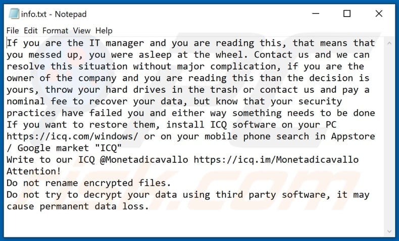 Fichier texte du ransomware MONETA (info.txt)