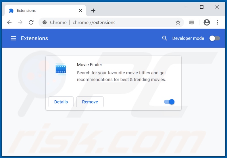 Suppression des annonces Movie Finder de Google Chrome Étape 2