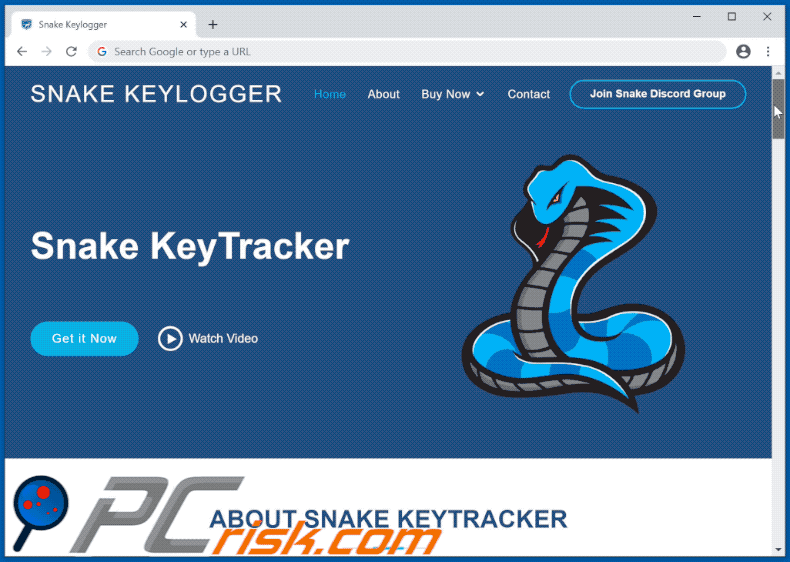 Snake Keylogger faisant la promotion du site Web GIF