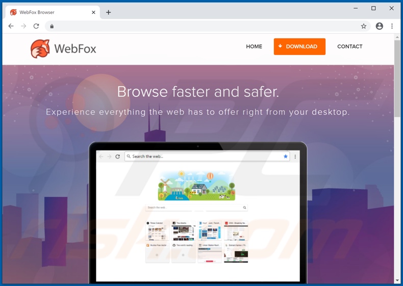 Site Web utilisé pour promouvoir WebFox PUA