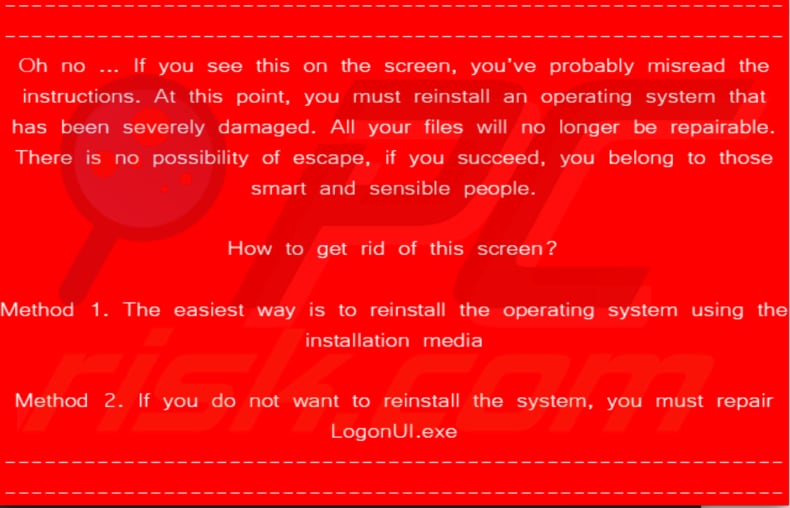 Écran du ransomware Wormlocker affiché après avoir saisi la clé