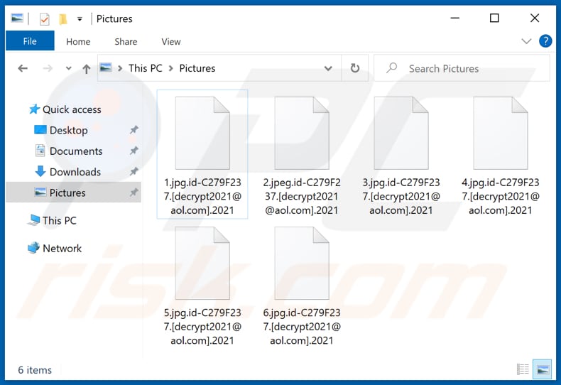 Fichiers cryptés par le ransomware 2021 (extension .2021)