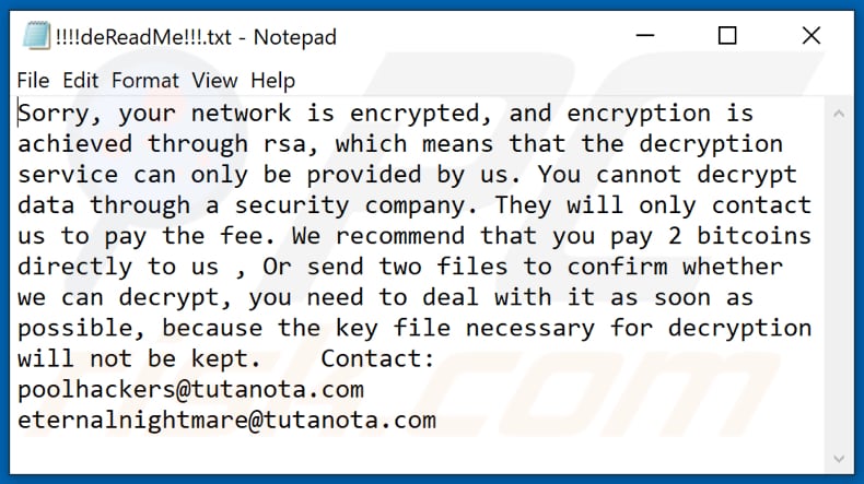 cring ransomware ransom note deuxième variante (!!!! deReadMe !!!. txt)