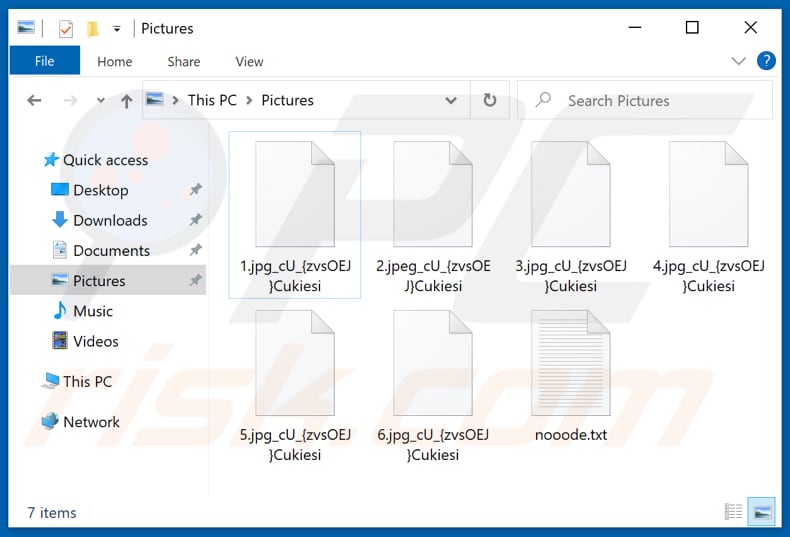 Fichiers cryptés par le ransomware Cukiesi (extension _cU {zvsOEJ} Cukiesi)