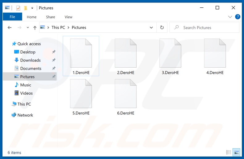 Fichiers cryptés par le ransomware DeroHE (extension .DeroHE)