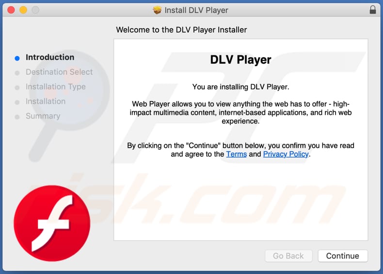 Programme d'installation trompeur utilisé pour promouvoir l'adware DLVPlayer