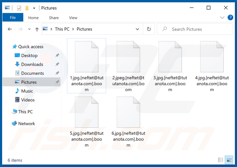 Fichiers cryptés par le ransomware Epsilon (extension .boom)