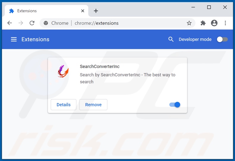 Suppression des extensions Google Chrome associées à searchconverterinc.com