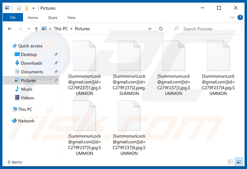 Fichiers cryptés par le ransomware SUMMON (extension .SUMMON)