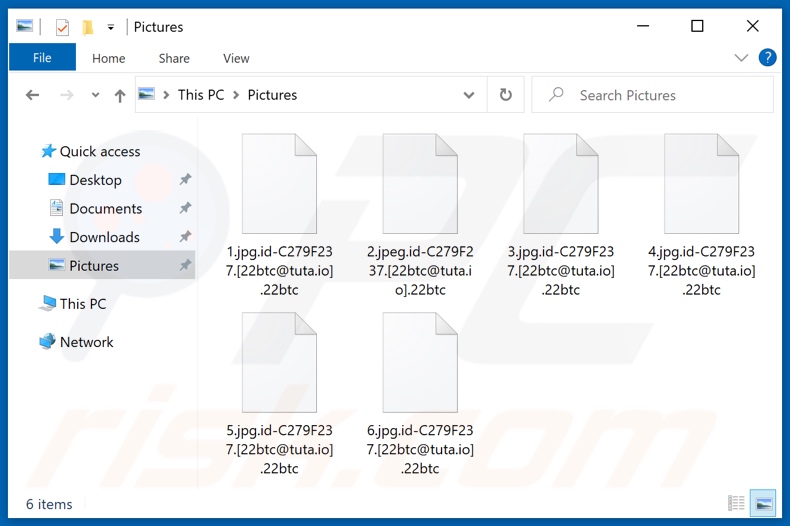 Fichiers cryptés par le ransomware 22btc (extension .22btc)