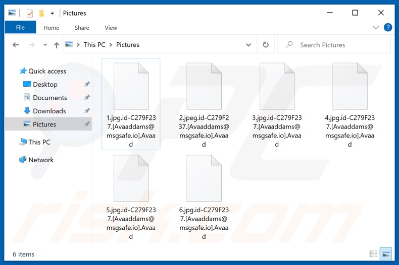 Fichiers cryptés par le ransomware Avaad (extension .Avaad)