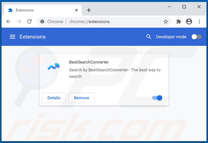 Suppression des extensions Google Chrome associées à bestsearchconverter.com