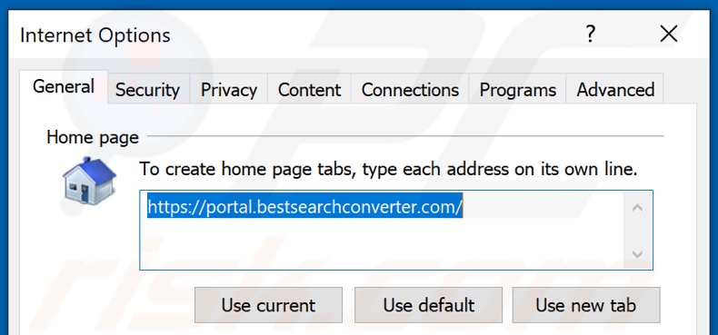 Suppression de bestsearchconverter.com de la page d'accueil d'Internet Explorer