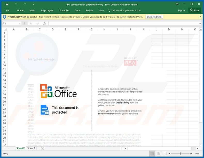 Document MS Excel malveillant distribué via les e-mails de spam DHL Express (2021-02-11)