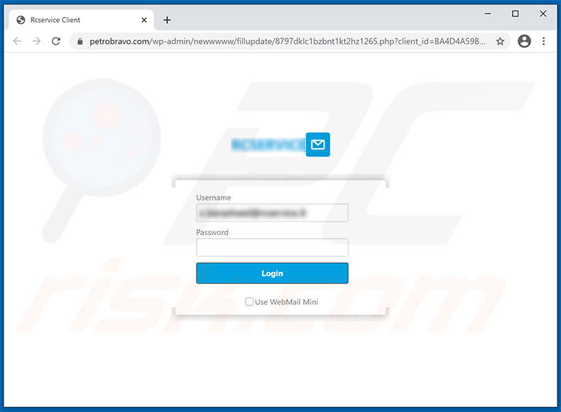 Site Web de phishing promu via des identifiants de courrier électronique ciblant le spam