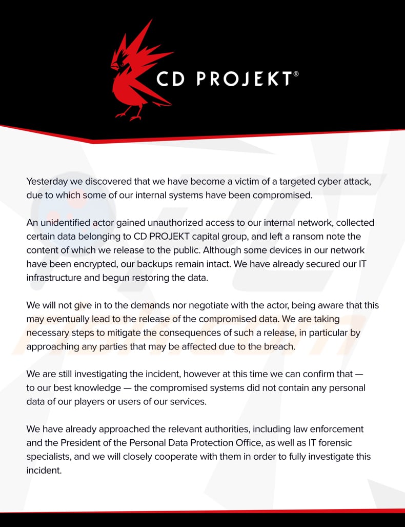 annonce du ransomware hellokitty du projet cd
