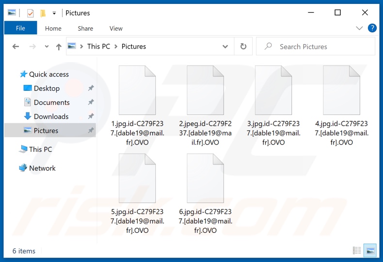 Fichiers cryptés par le ransomware OVO (extension .OVO)