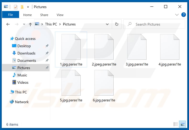 Fichiers cryptés par le ransomware Paras1te (extension .paras1te)