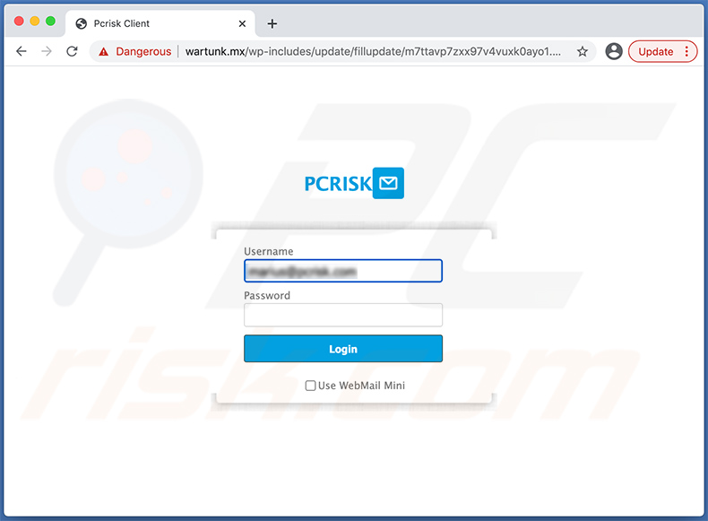 Site Web de phishing promu par e-mail de spam d'expiration de mot de passe (2021-02-08)